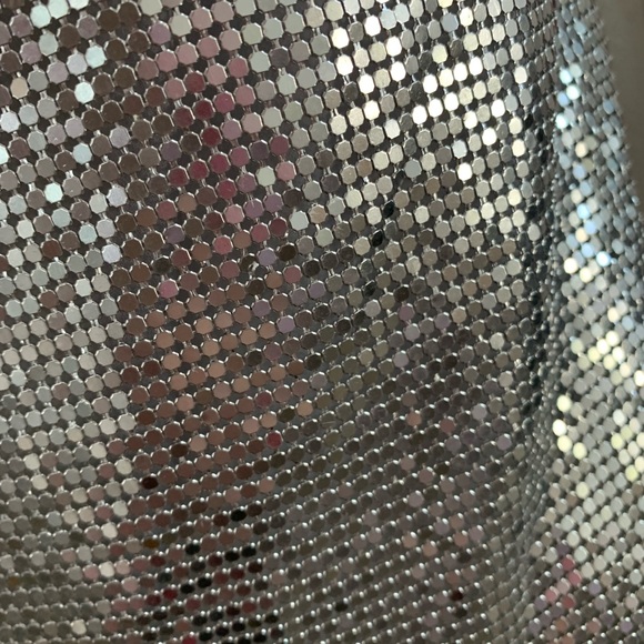 💃 EXPRESS silver chainmail metal mesh halter party dress S M - Picture 8 of 11